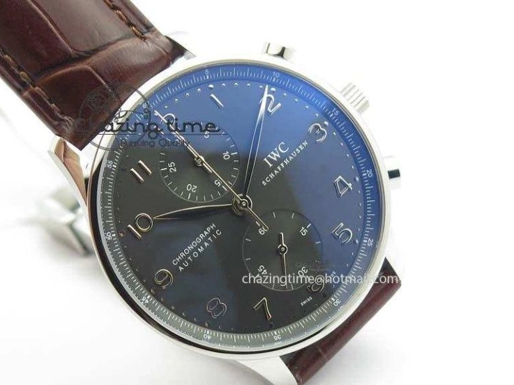 MIROTIME 0719 Supportive Portuguese Chrono IW371431 ZF 1:1 Best Edition Gray Dial On Brown Leather Strap A79350 (Slim Movement) 7261